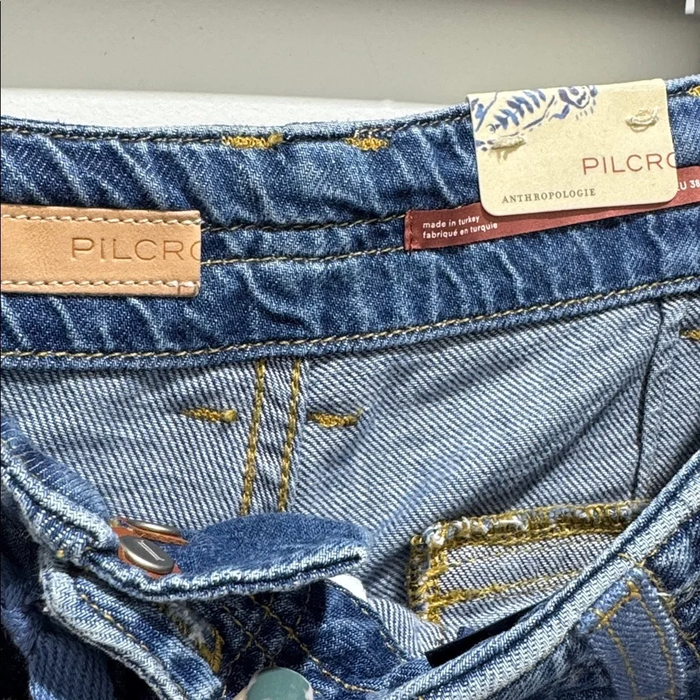 Anthropologie Pilcro High Rise Relaxed Leg Cargo Blue Jeans Size 6